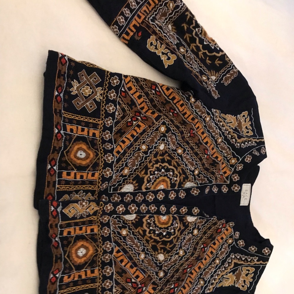 sage the label jacket in boho print